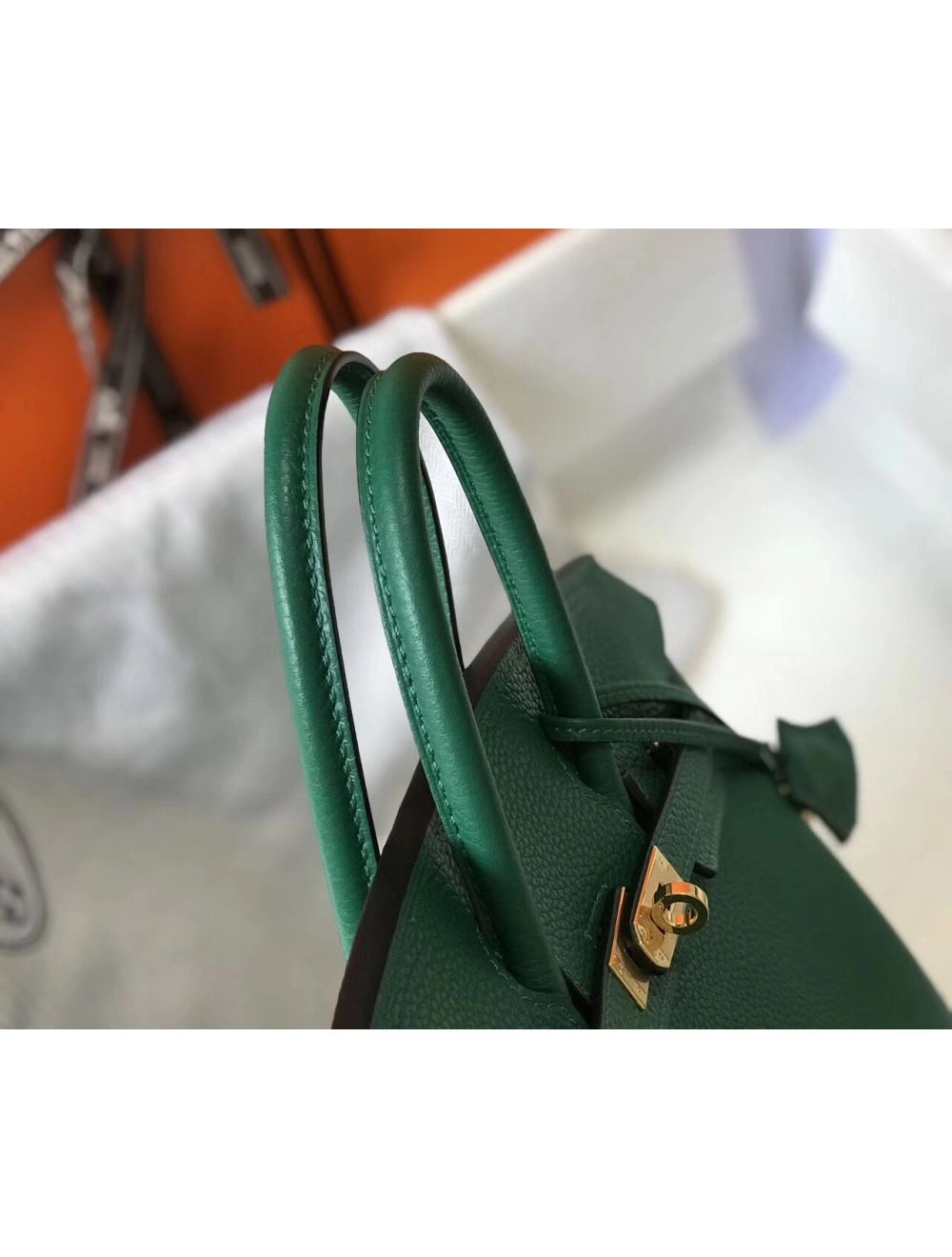 Hermes Birkin 25cm Bag In Vert Vertigo Clemence Leather GHW