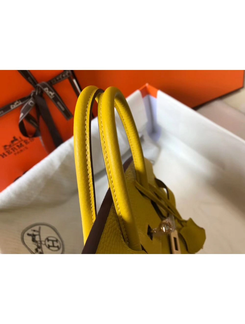 Hermes Birkin 25cm Bag In Yellow Clemence Leather GHW