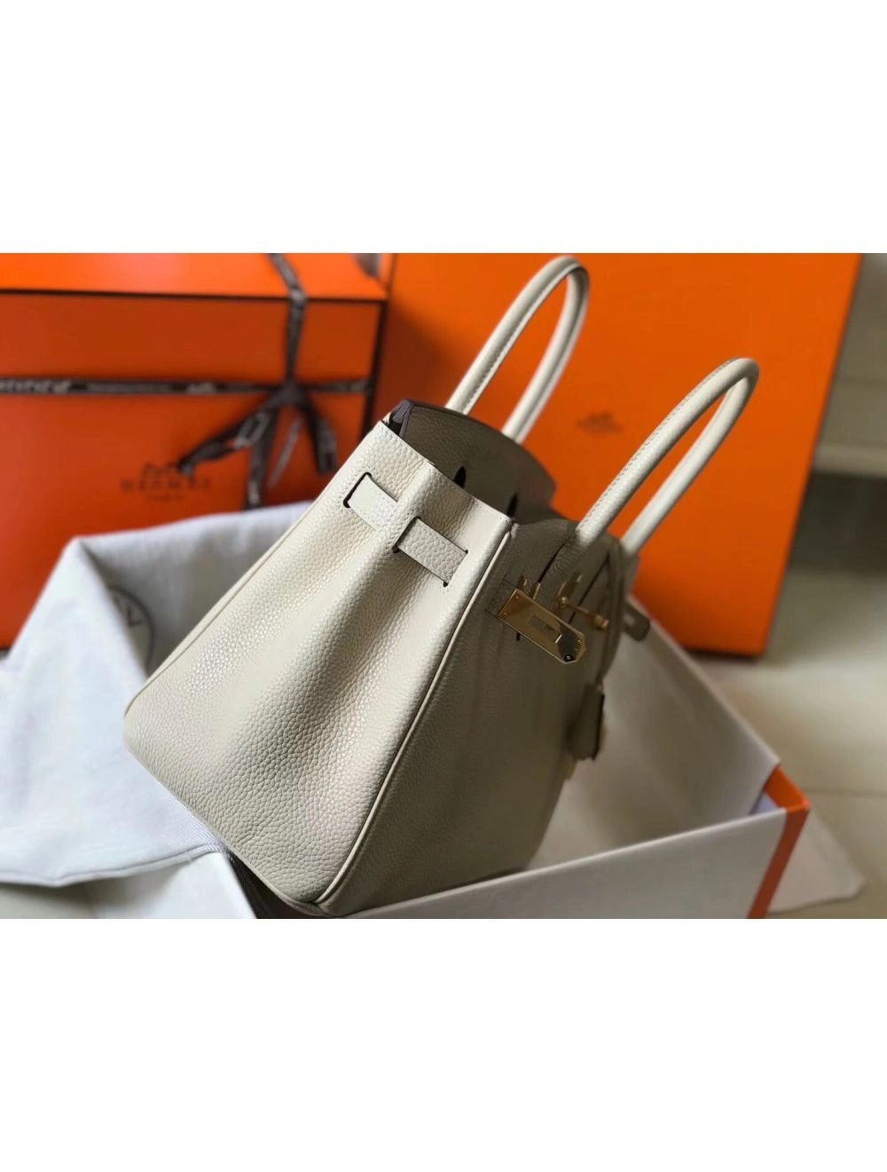 Hermes Birkin 30cm Bag In Beton Clemence Leather GHW