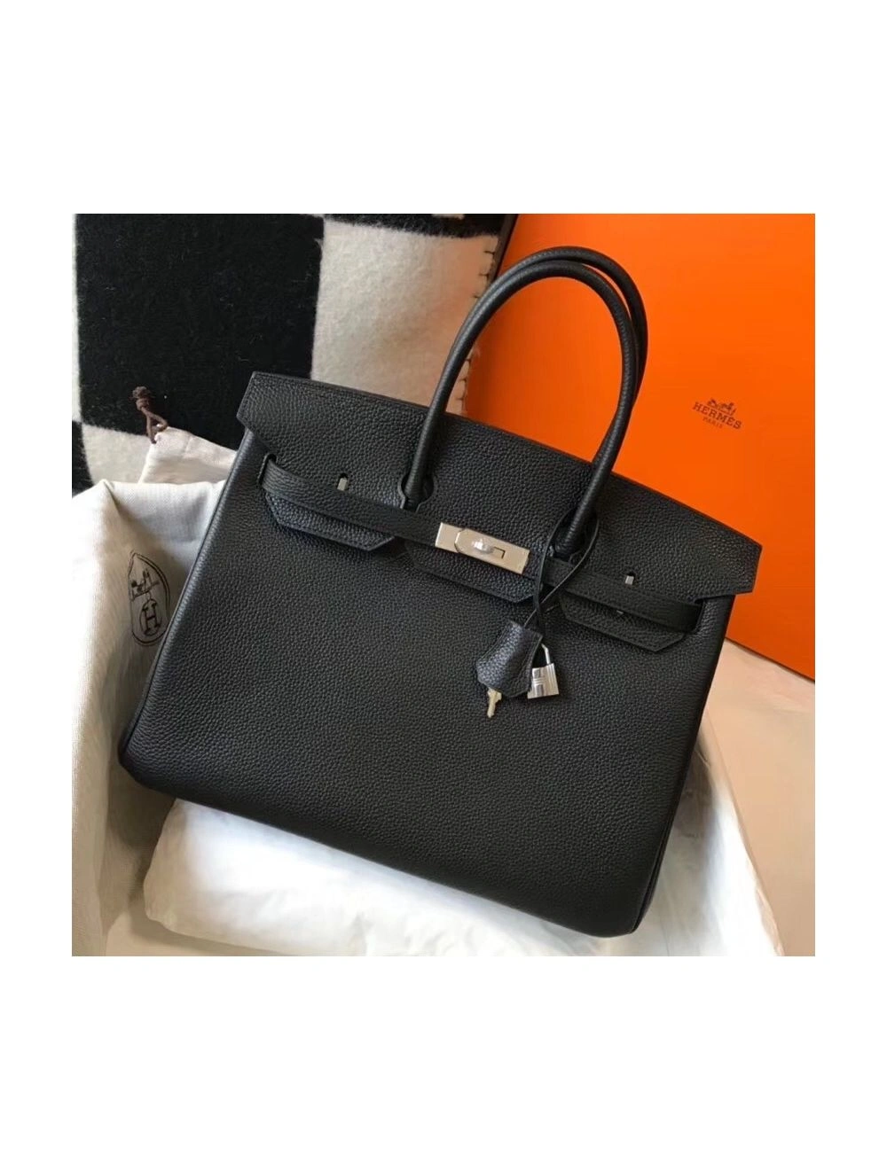 Hermes Birkin 30cm Bag In Black Clemence Leather PHW