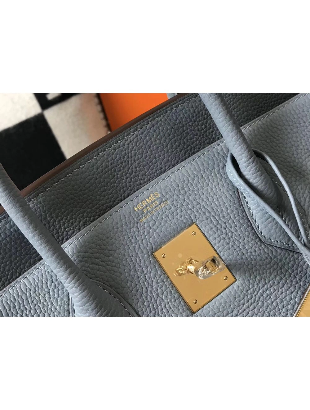 Hermes Birkin 30cm Bag In Blue Lin Clemence Leather GHW