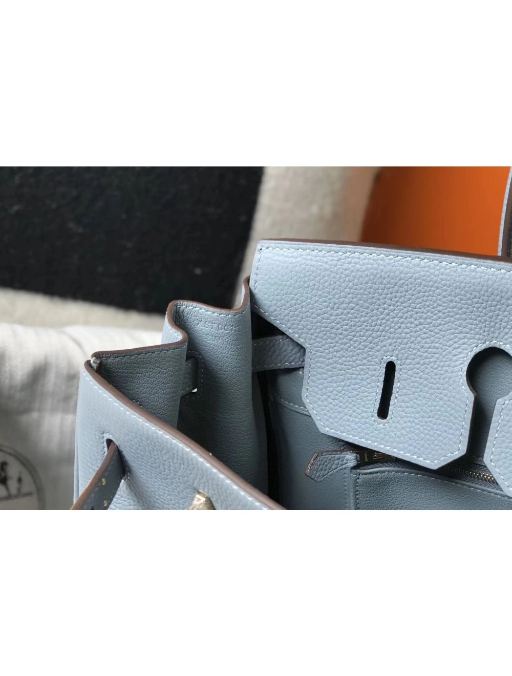 Hermes Birkin 30cm Bag In Blue Lin Clemence Leather GHW