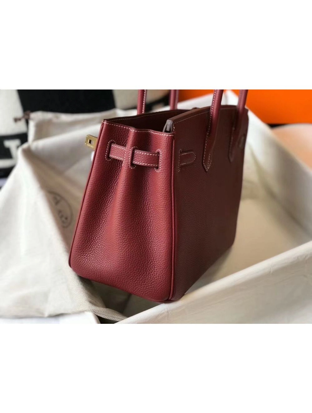 Hermes Birkin 30cm Bag In Bordeaux Clemence Leather GHW