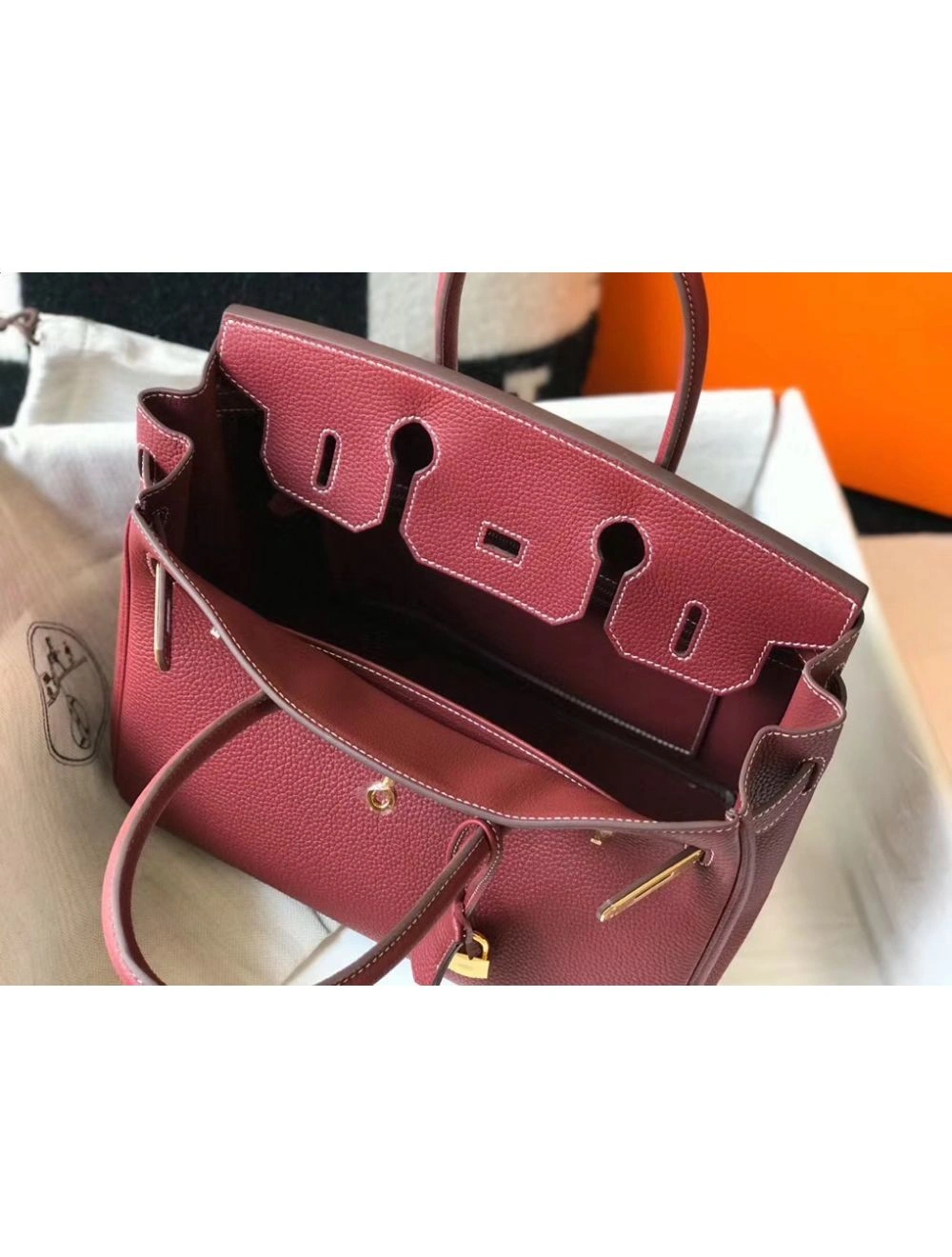 Hermes Birkin 30cm Bag In Bordeaux Clemence Leather GHW