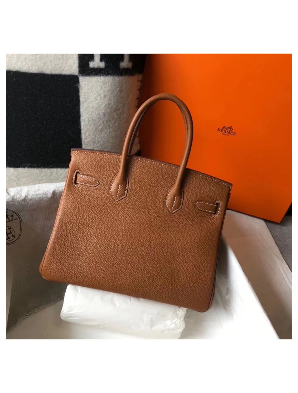 Hermes Birkin 30cm Bag In Gold Clemence Leather GHW