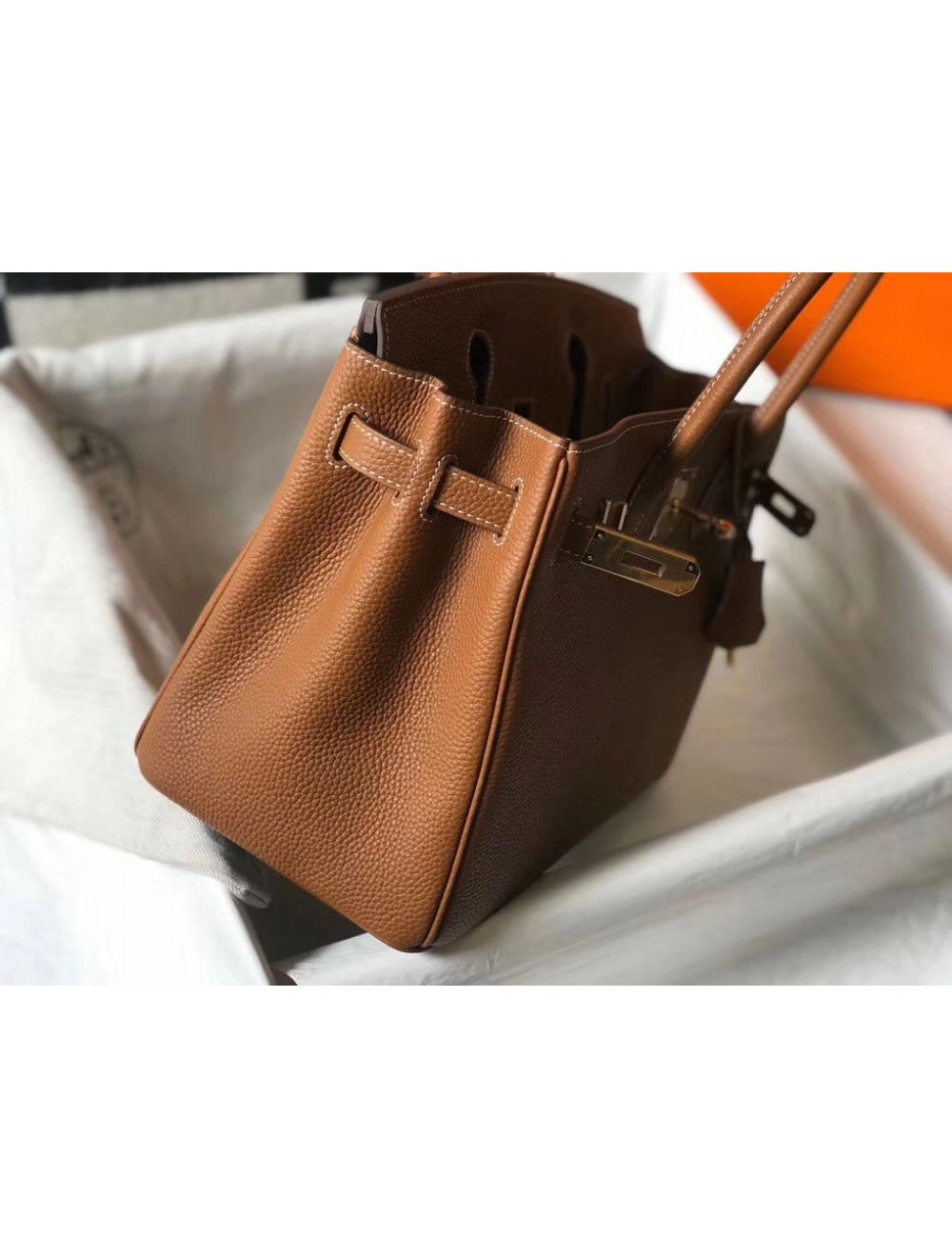 Hermes Birkin 30cm Bag In Gold Clemence Leather GHW