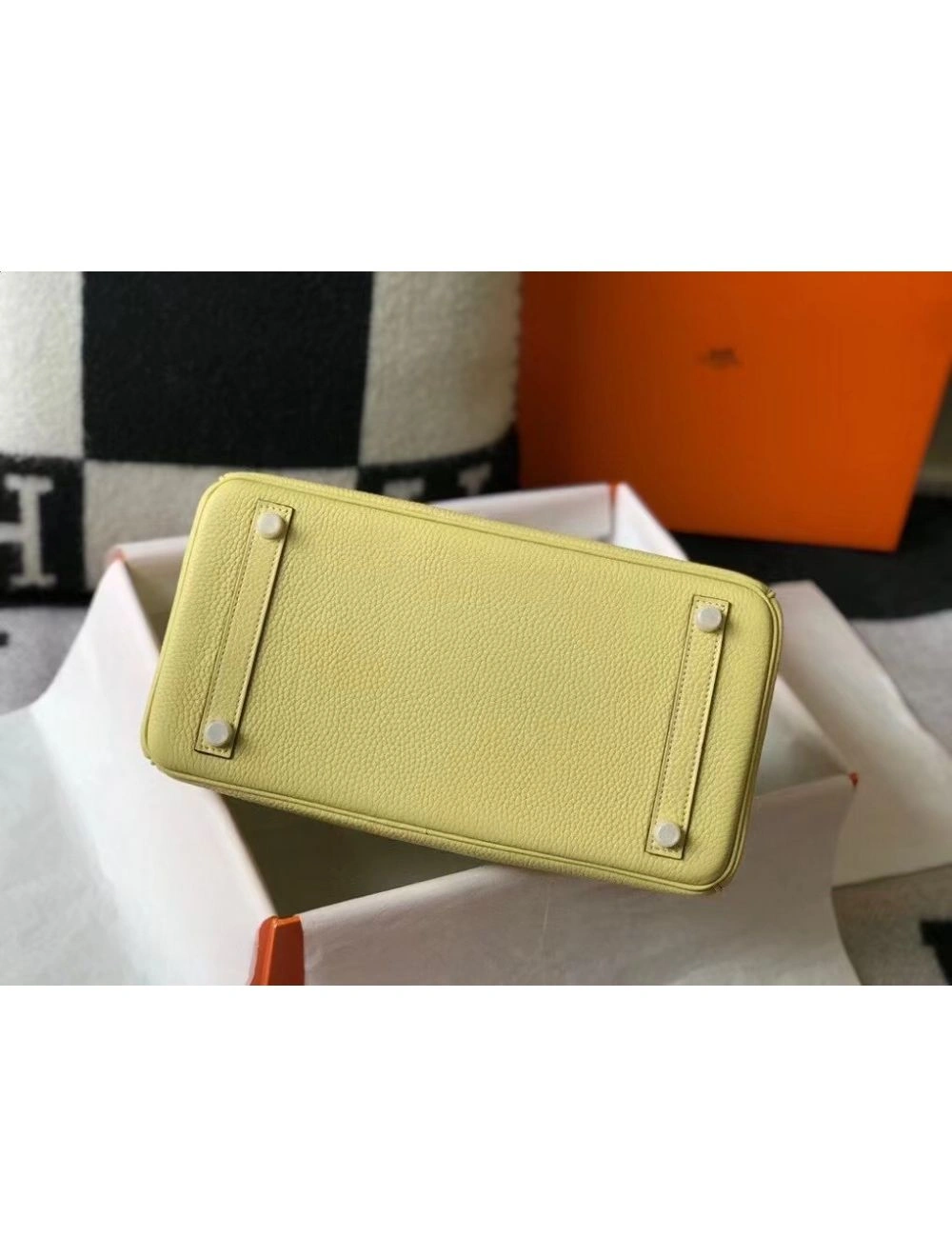 Hermes Birkin 30cm Bag In Jaune Poussin Clemence Leather GHW