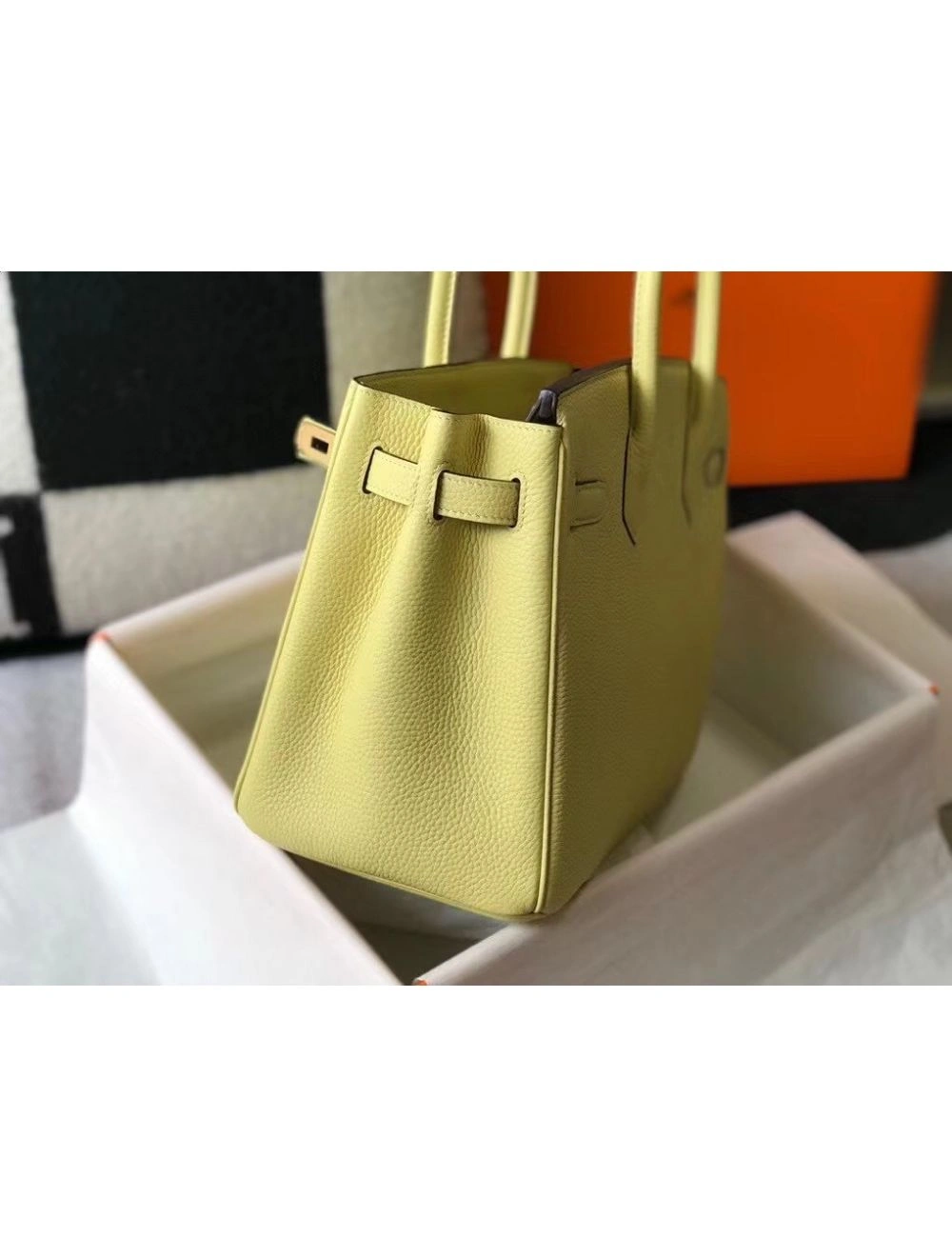 Hermes Birkin 30cm Bag In Jaune Poussin Clemence Leather GHW