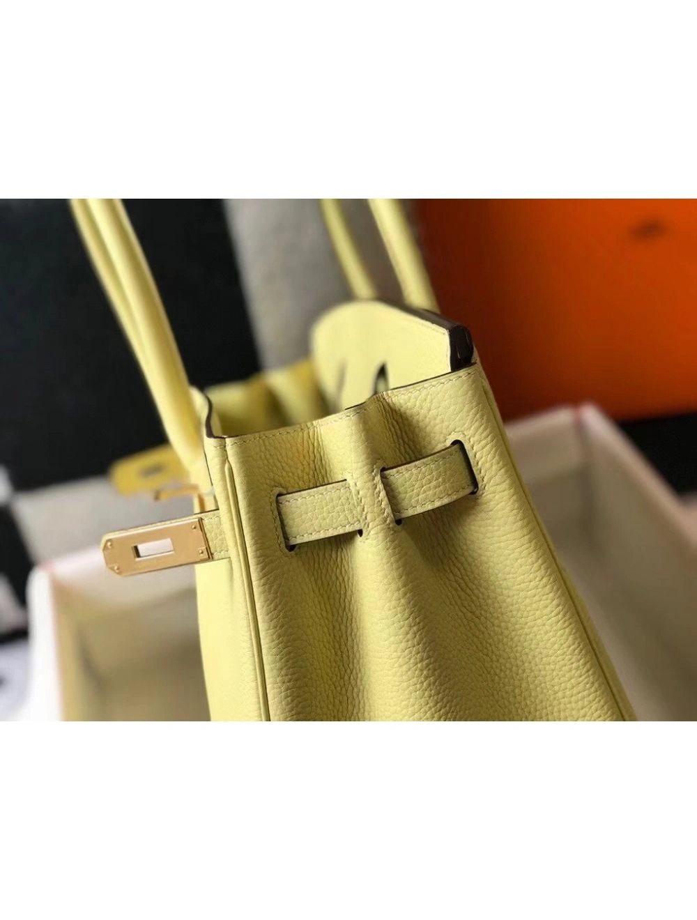 Hermes Birkin 30cm Bag In Jaune Poussin Clemence Leather GHW