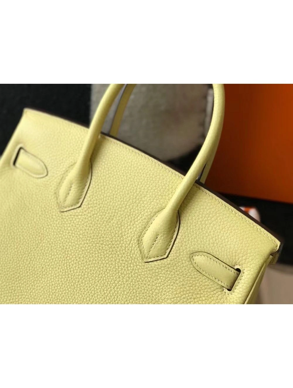 Hermes Birkin 30cm Bag In Jaune Poussin Clemence Leather GHW