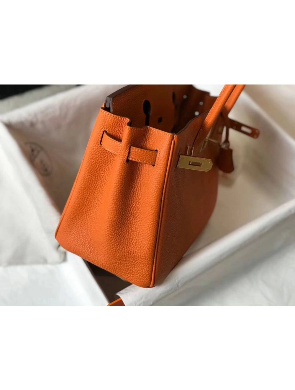 Hermes Birkin 30cm Bag In Orange Clemence Leather GHW