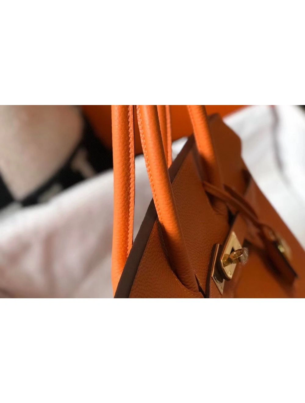 Hermes Birkin 30cm Bag In Orange Clemence Leather GHW