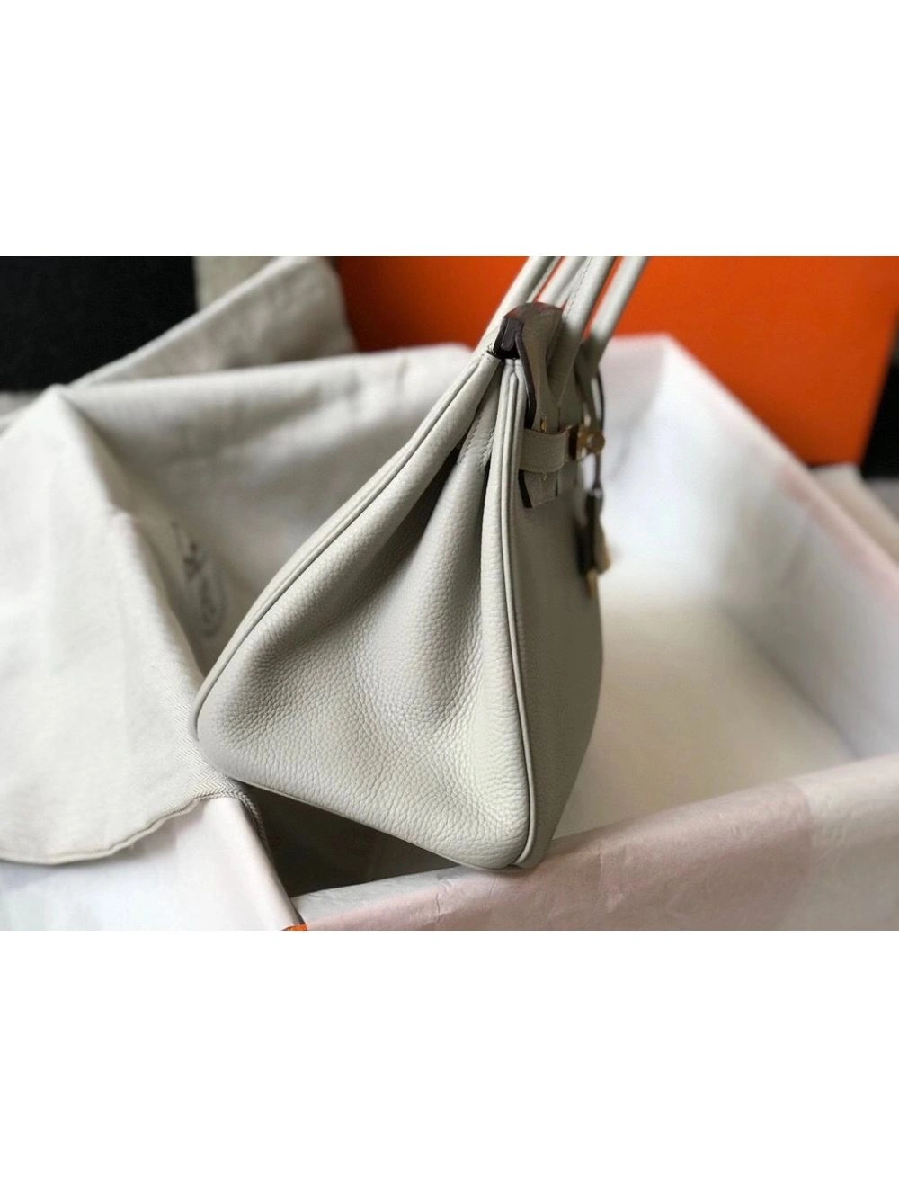 Hermes Birkin 30cm Bag In Pearl Grey Clemence Leather GHW