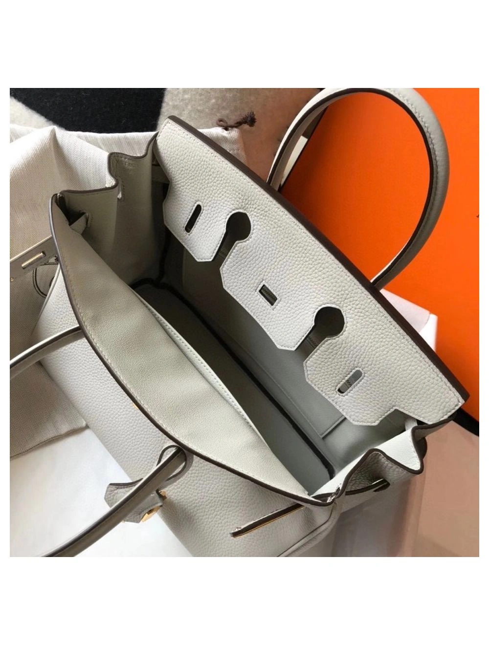 Hermes Birkin 30cm Bag In Pearl Grey Clemence Leather GHW