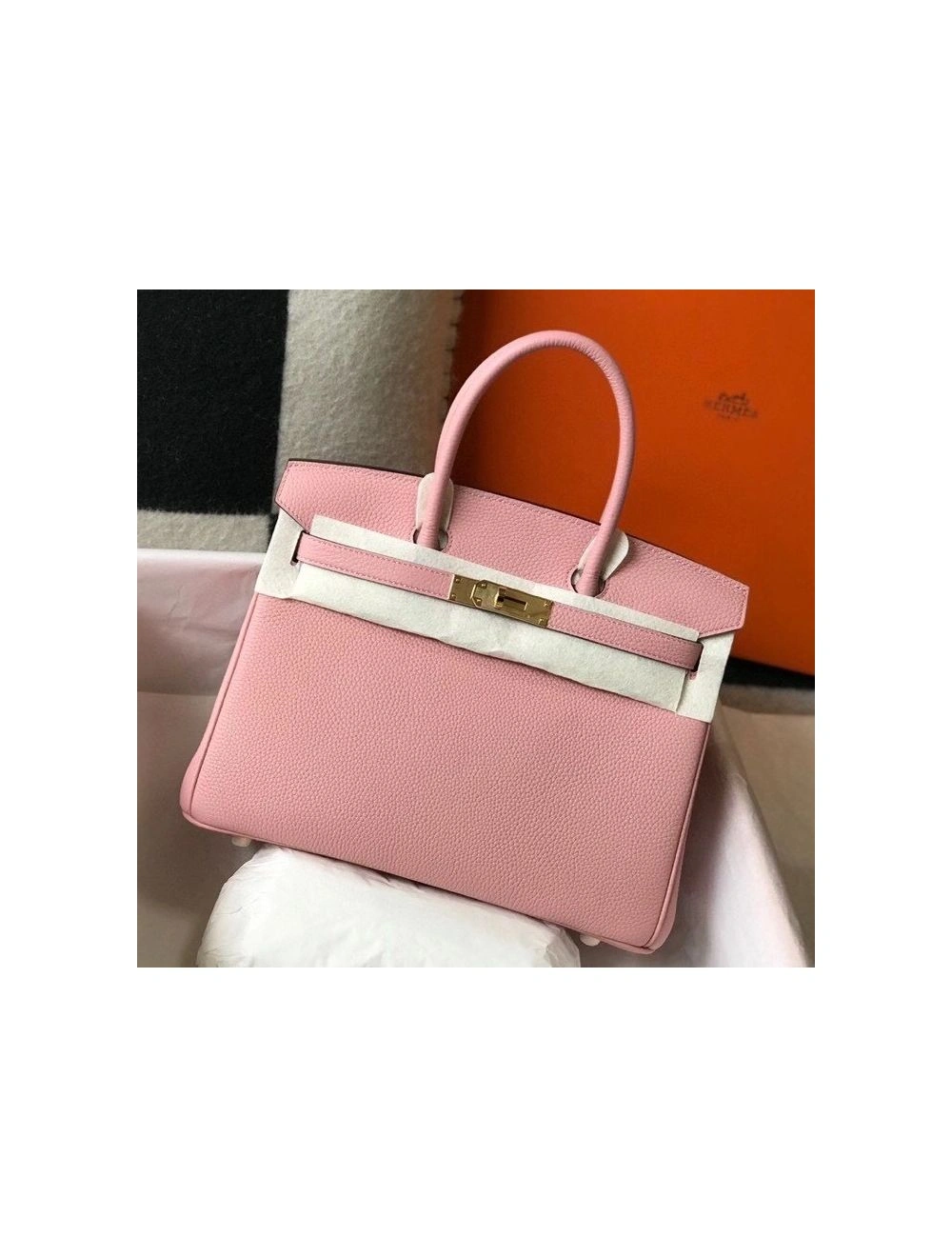 Hermes Birkin 30cm Bag In Pink Clemence Leather GHW