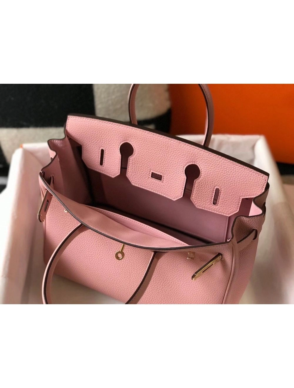 Hermes Birkin 30cm Bag In Pink Clemence Leather GHW