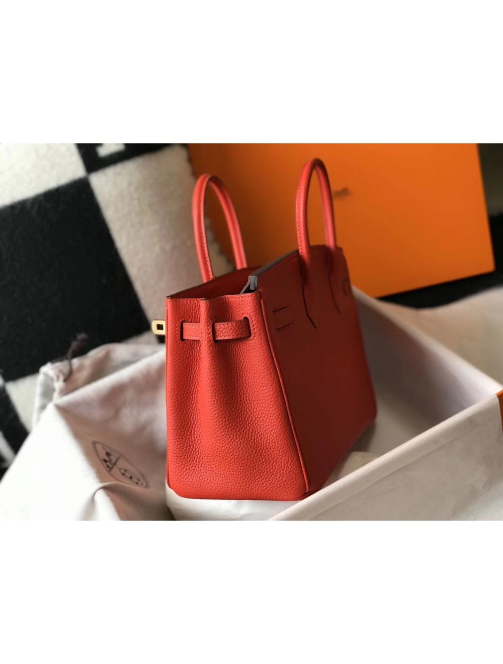 Hermes Birkin 30cm Bag In Red Clemence Leather GHW