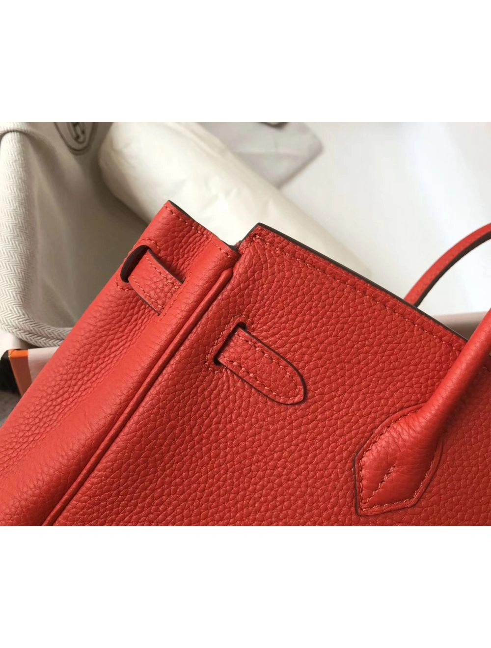 Hermes Birkin 30cm Bag In Red Clemence Leather GHW