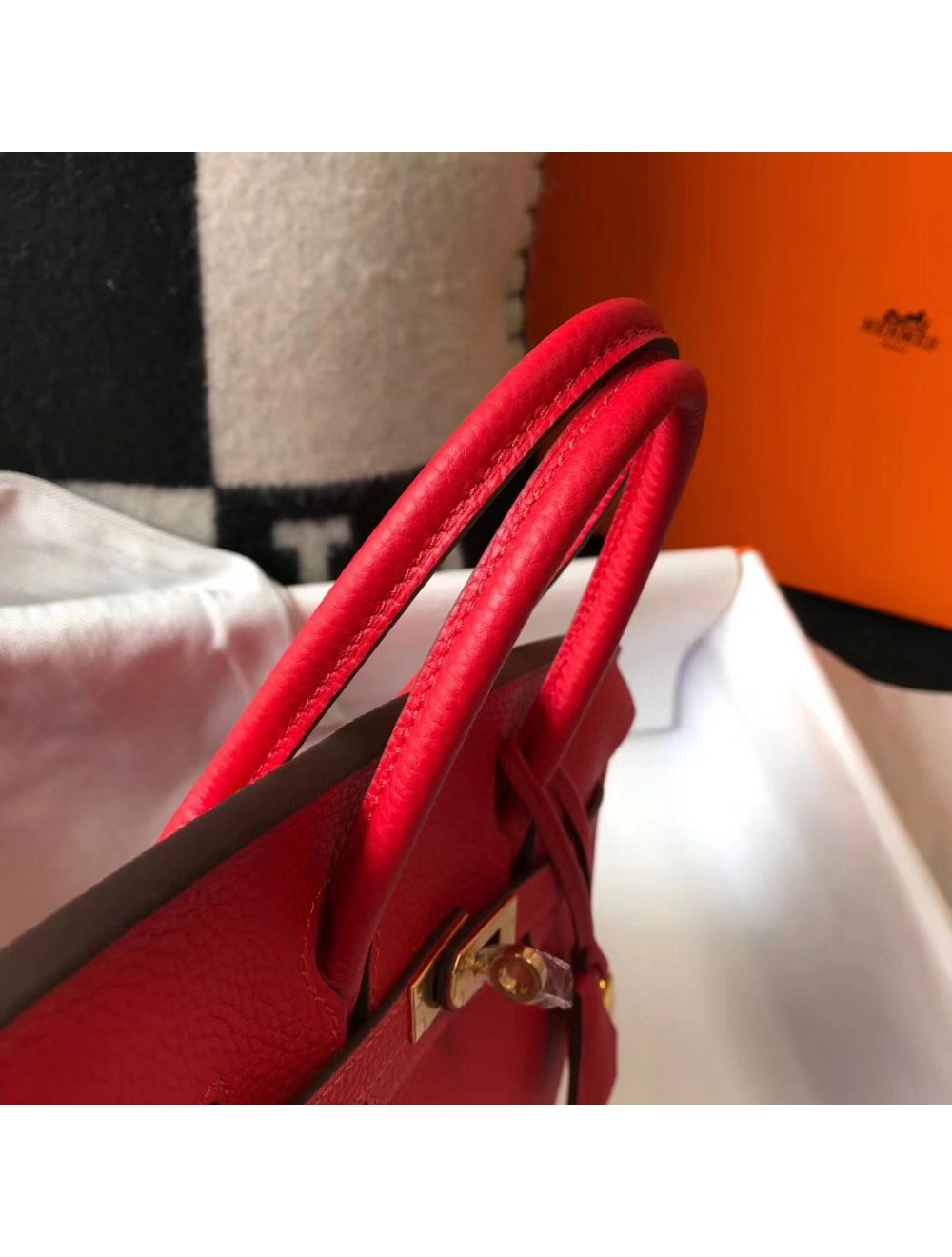 Hermes Birkin 30cm Bag In Red Clemence Leather GHW