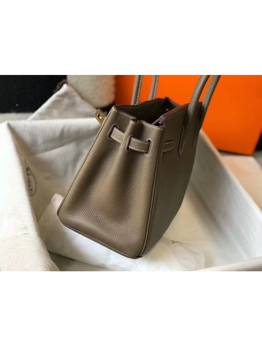 Hermes Birkin 30cm Bag In Taupe Clemence Leather GHW