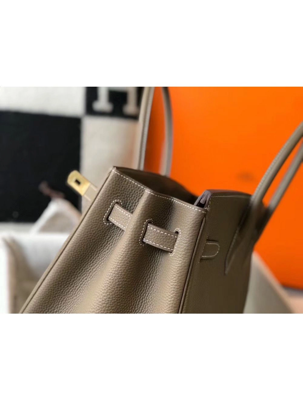 Hermes Birkin 30cm Bag In Taupe Clemence Leather GHW