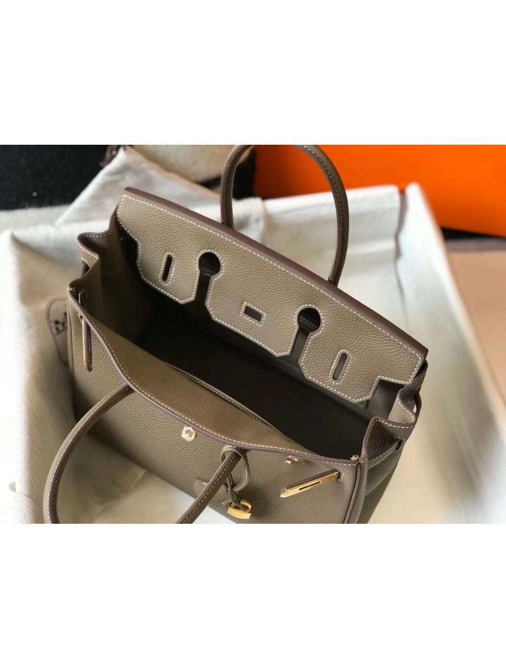 Hermes Birkin 30cm Bag In Taupe Clemence Leather GHW