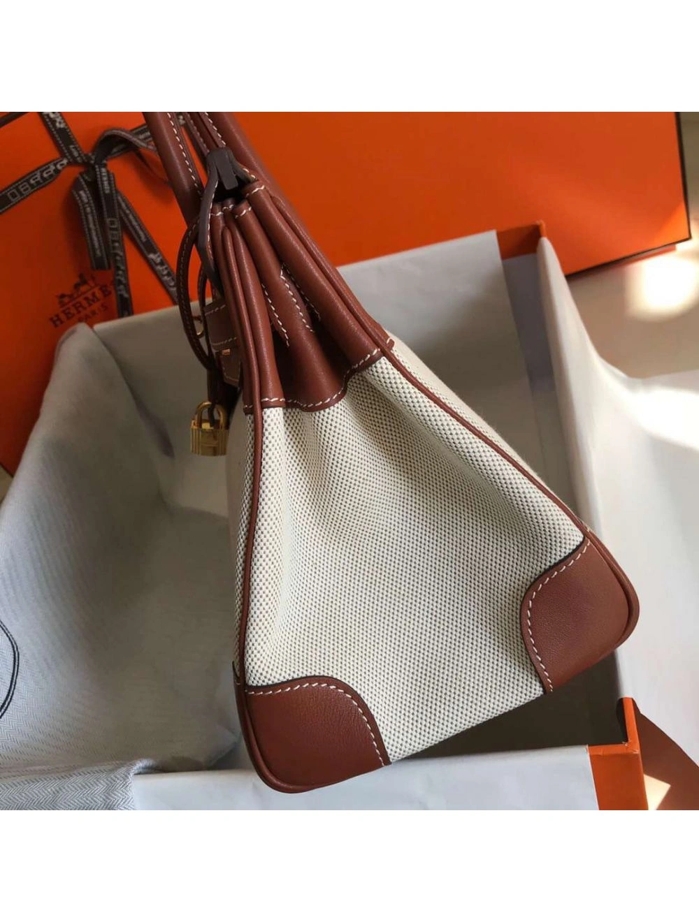 Hermes Birkin 30cm Bag In Toile H Canvas With Barenia Leather