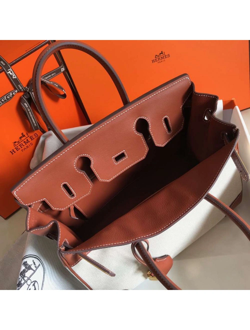 Hermes Birkin 30cm Bag In Toile H Canvas With Barenia Leather