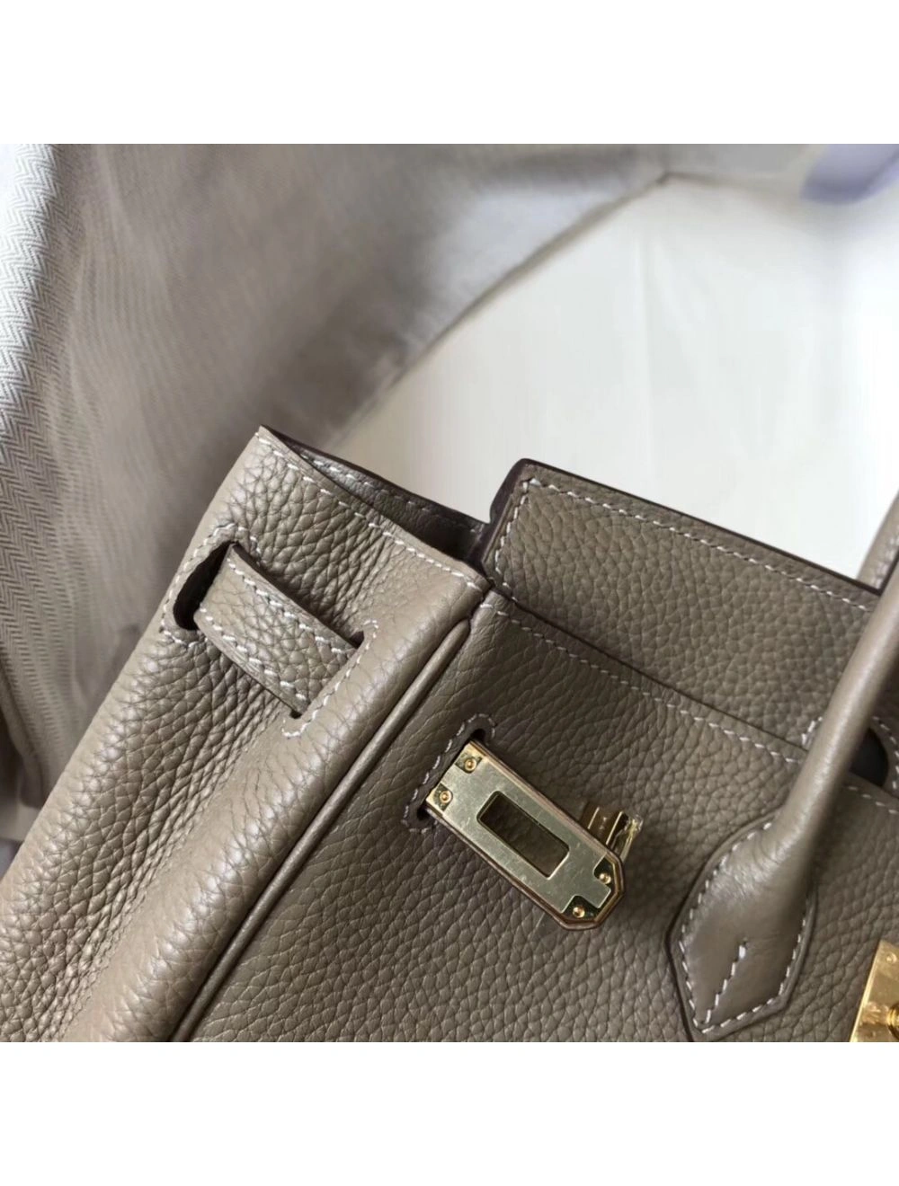 Hermes Birkin 30cm Bag In Tourterelle Clemence Leather GHW