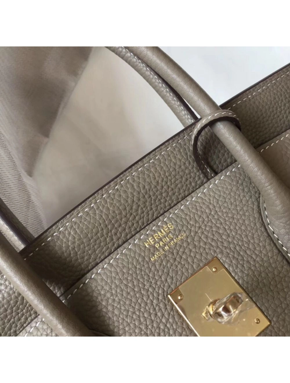 Hermes Birkin 30cm Bag In Tourterelle Clemence Leather GHW