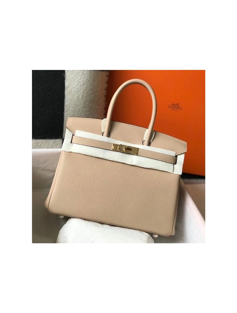 Hermes Birkin 30cm Bag In Trench Clemence Leather GHW