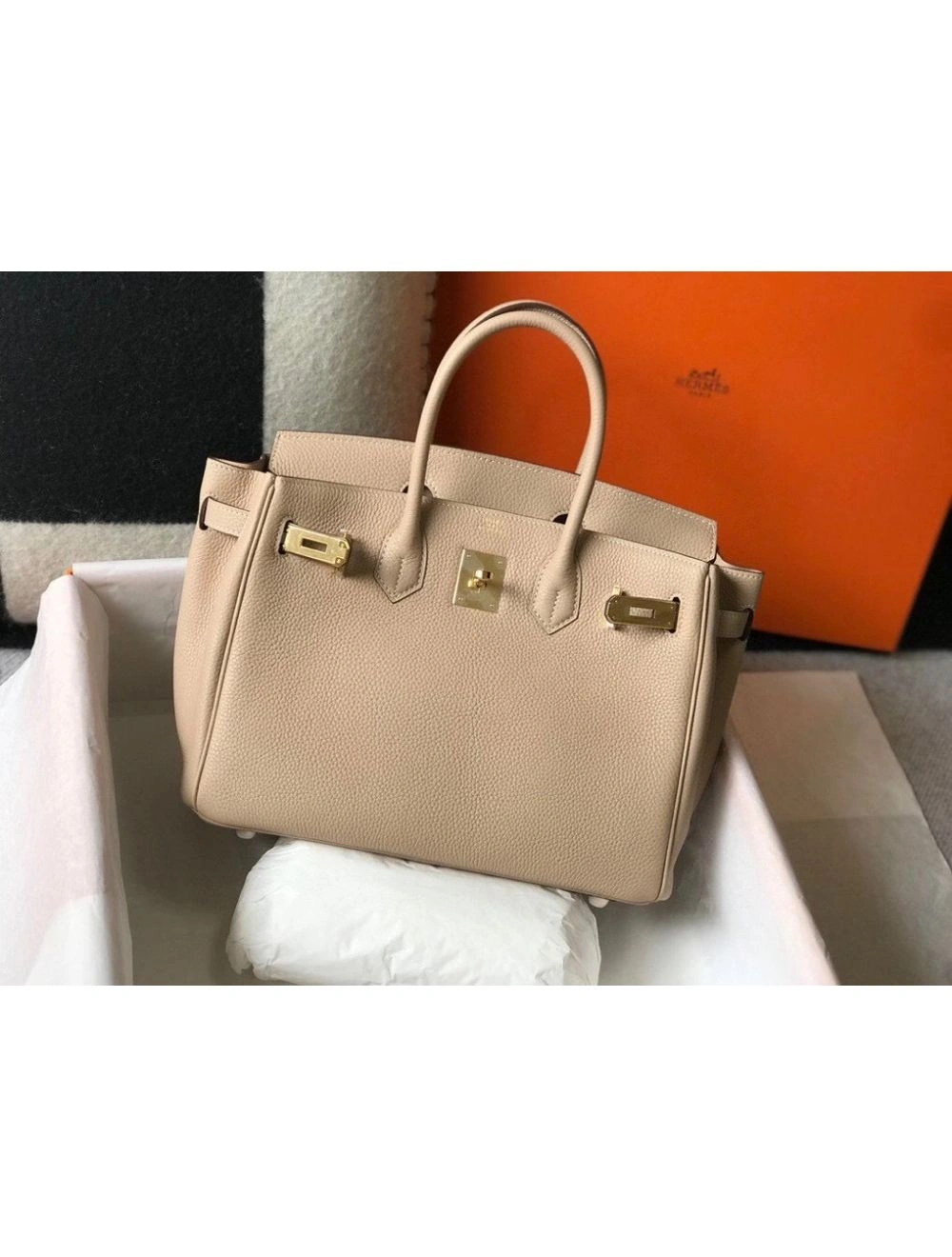 Hermes Birkin 30cm Bag In Trench Clemence Leather GHW
