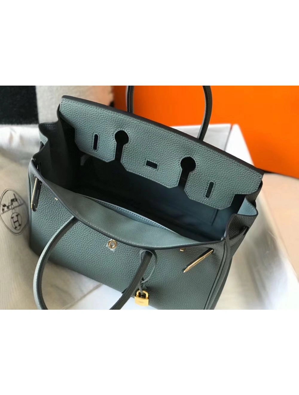 Hermes Birkin 30cm Bag In Vert Amande Clemence Leather GHW