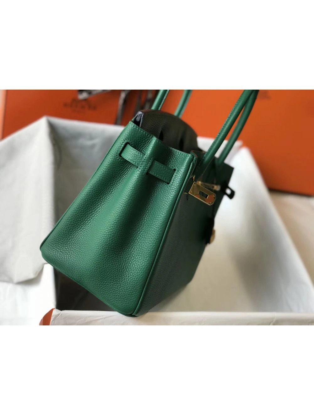Hermes Birkin 30cm Bag In Vert Vertigo Clemence Leather GHW