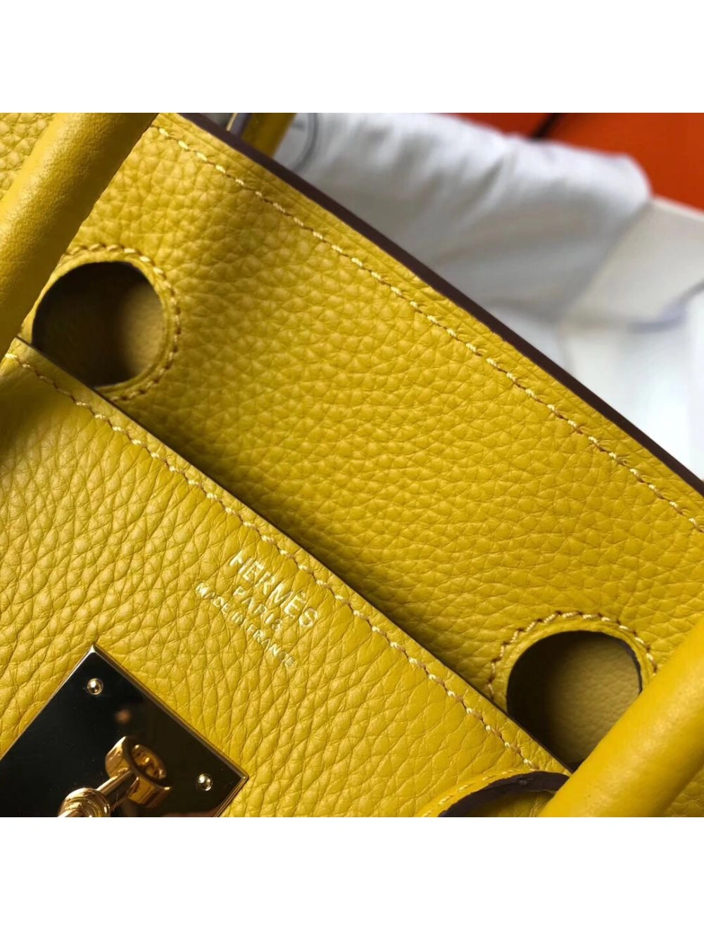 Hermes Birkin 30cm Bag In Yellow Clemence Leather GHW