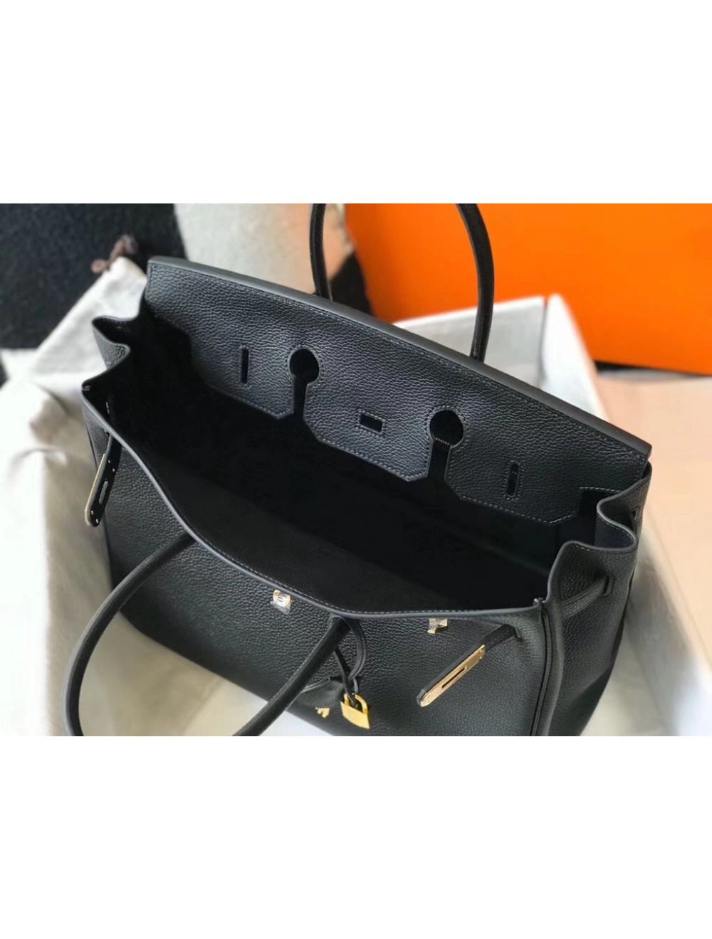 Hermes Birkin 35cm Bag In Black Clemence Leather GHW