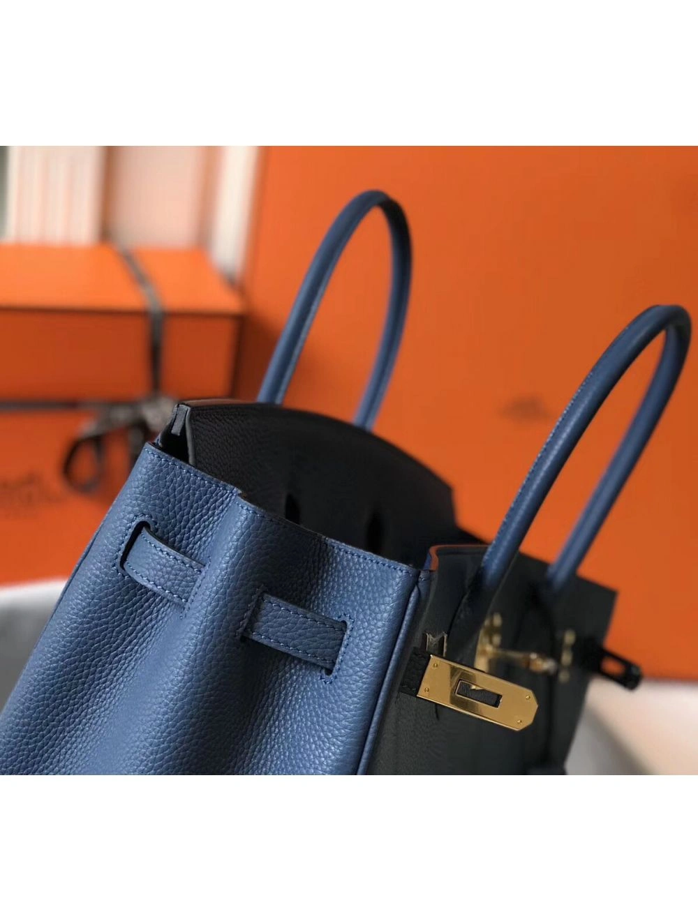 Hermes Birkin 35cm Bag In Blue Agate Clemence Leather GHW