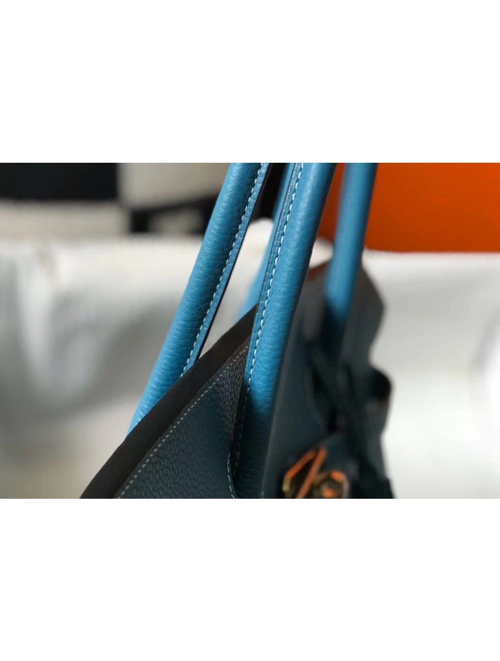 Hermes Birkin 35cm Bag In Blue Jean Clemence Leather GHW