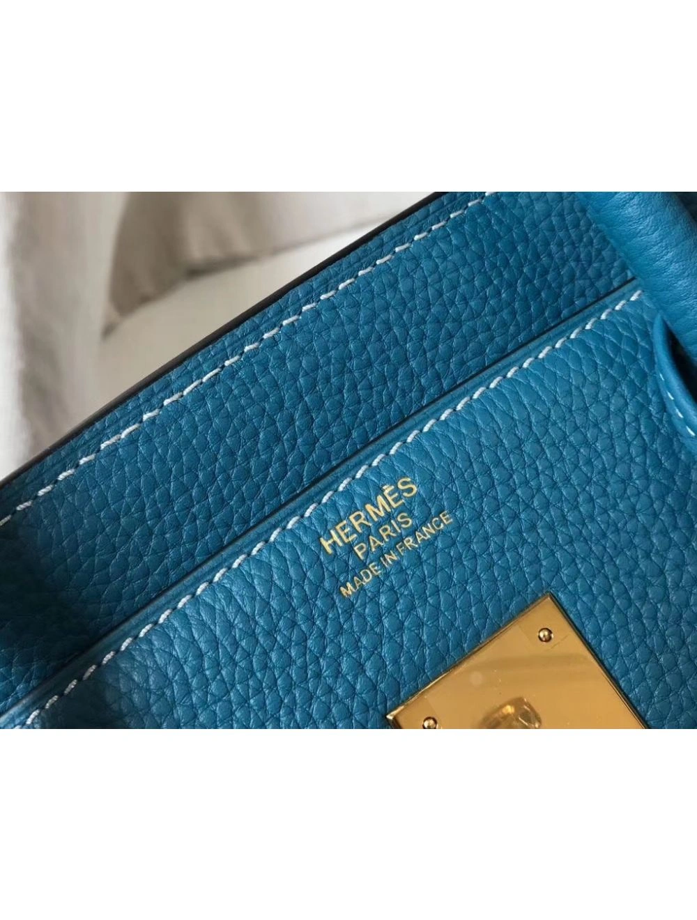 Hermes Birkin 35cm Bag In Blue Jean Clemence Leather GHW