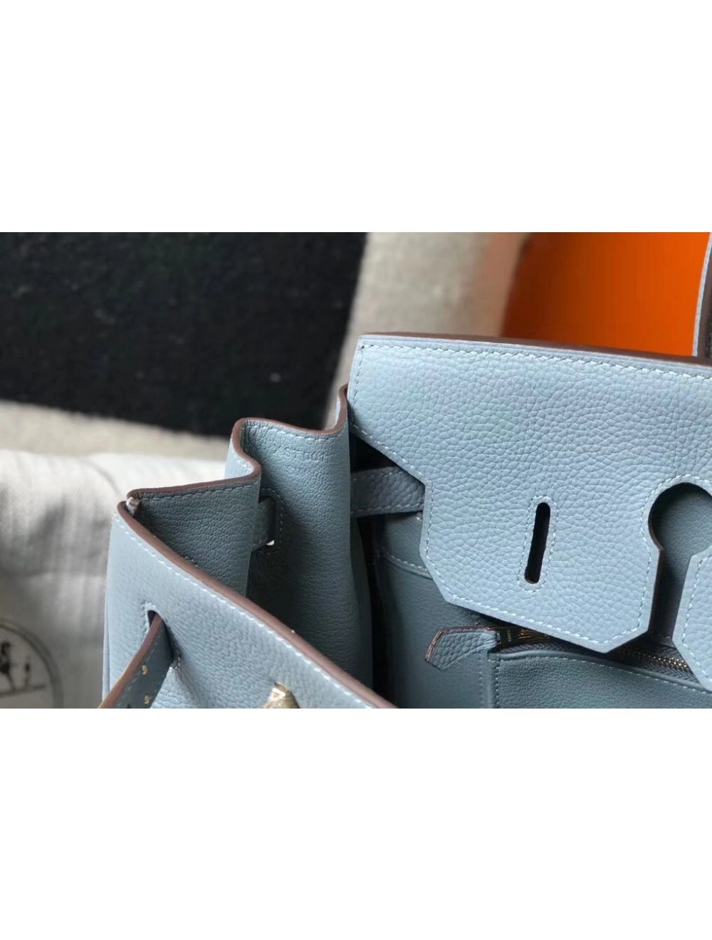 Hermes Birkin 35cm Bag In Blue Lin Clemence Leather GHW