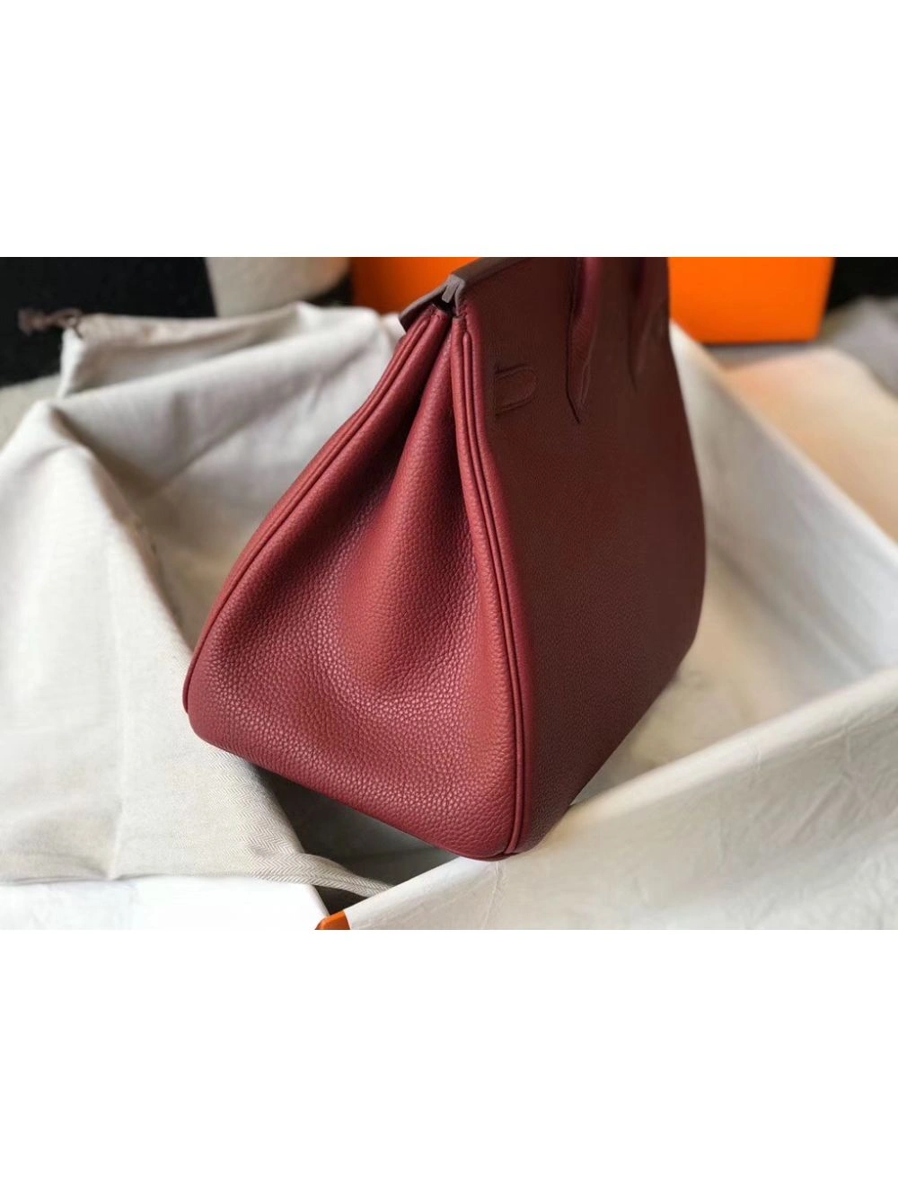 Hermes Birkin 35cm Bag In Bordeaux Clemence Leather GHW