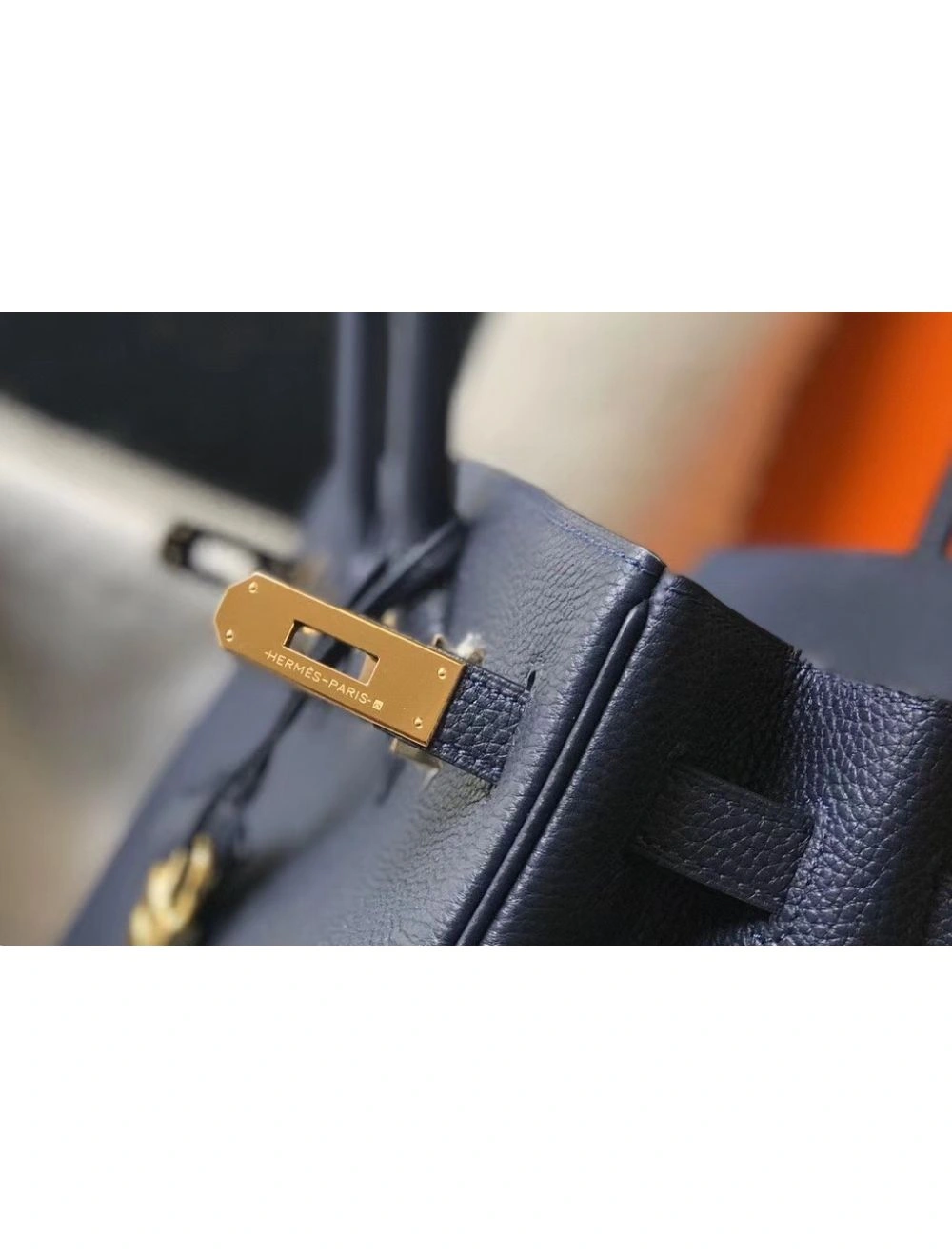 Hermes Birkin 35cm Bag In Dark Blue Clemence Leather GHW