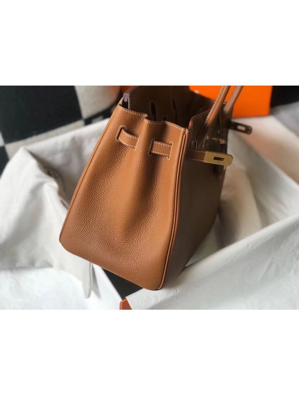 Hermes Birkin 35cm Bag In Gold Clemence Leather GHW