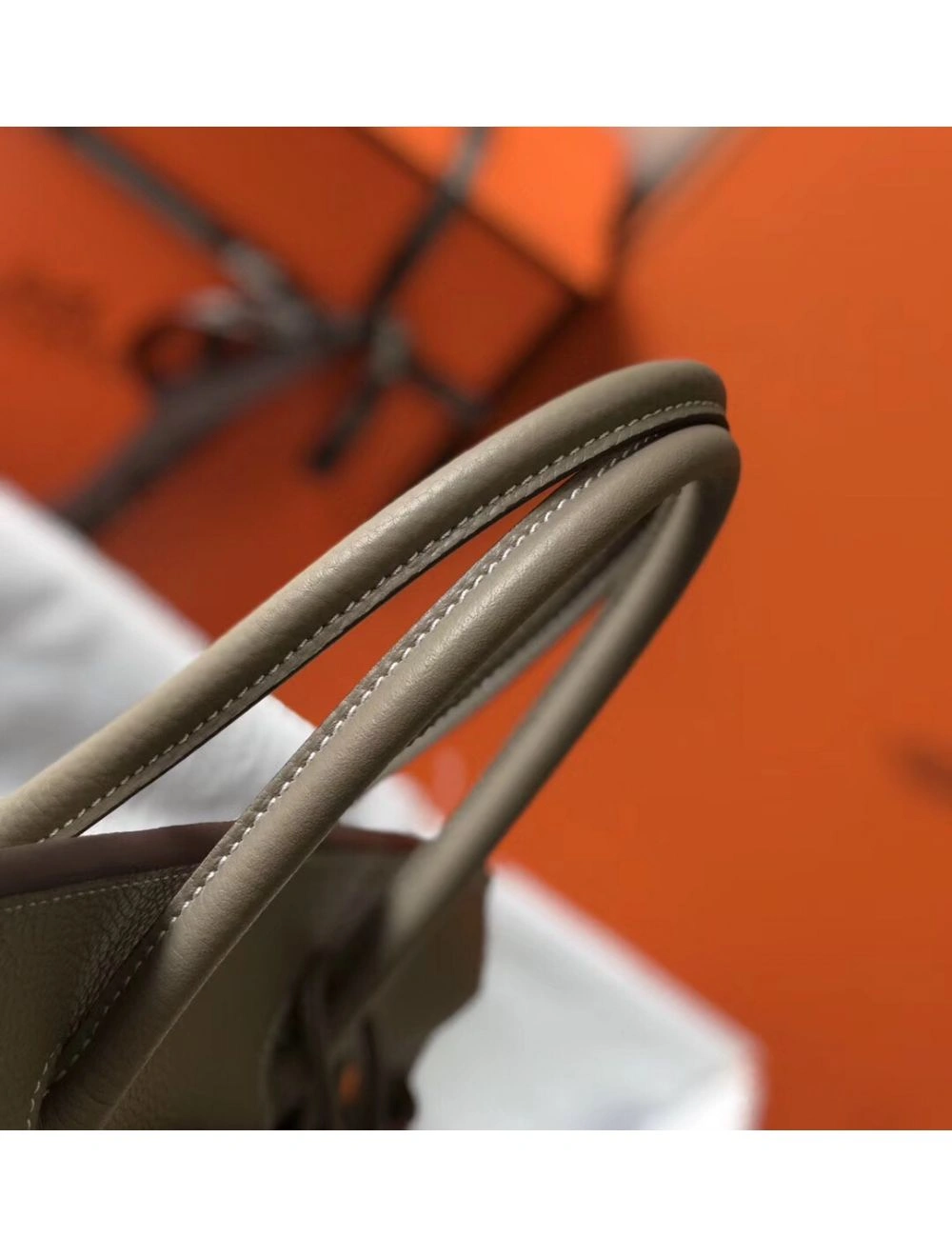 Hermes Birkin 35cm Bag In Gris Tourterelle Clemence Leather GHW