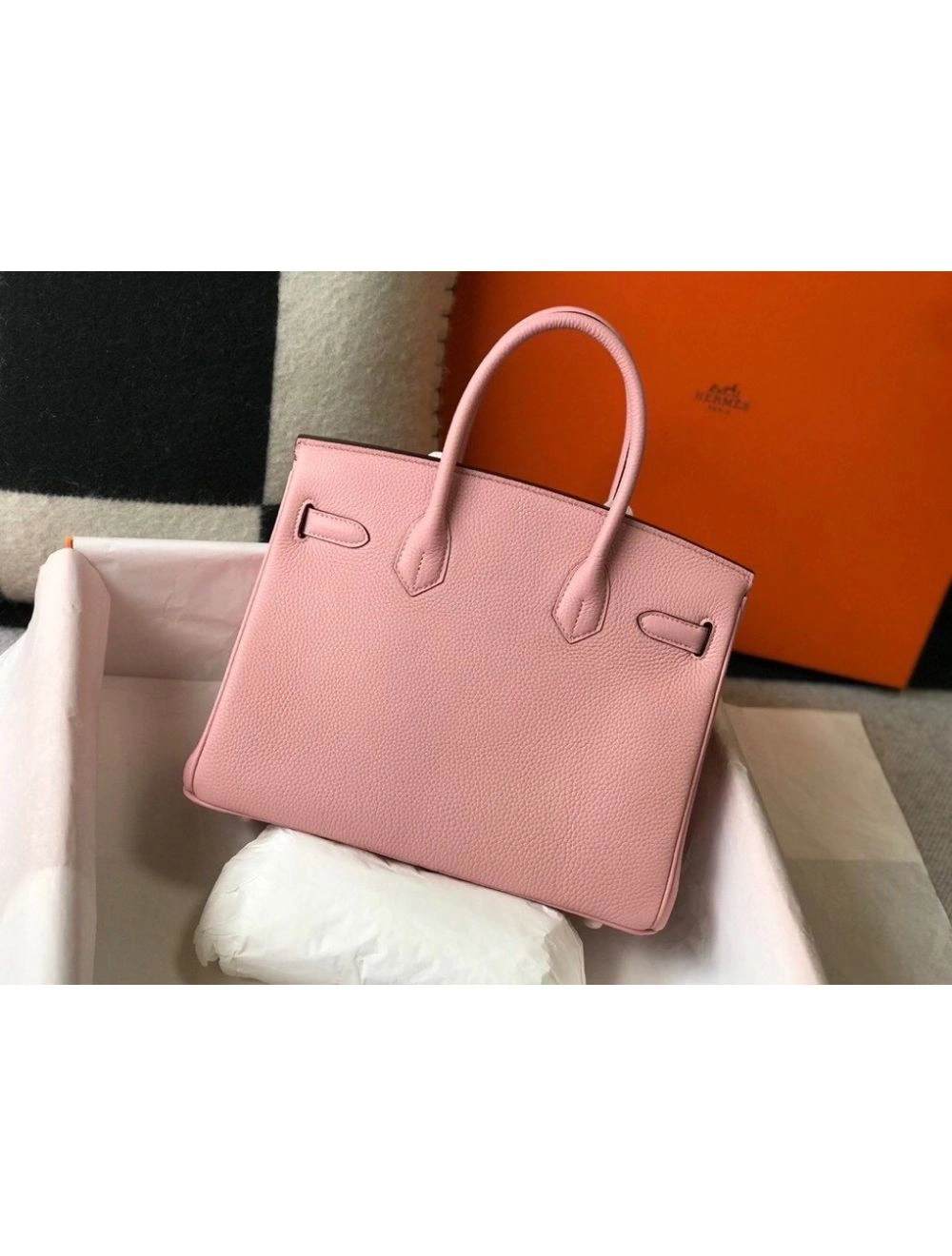 Hermes Birkin 35cm Bag In Pink Clemence Leather GHW