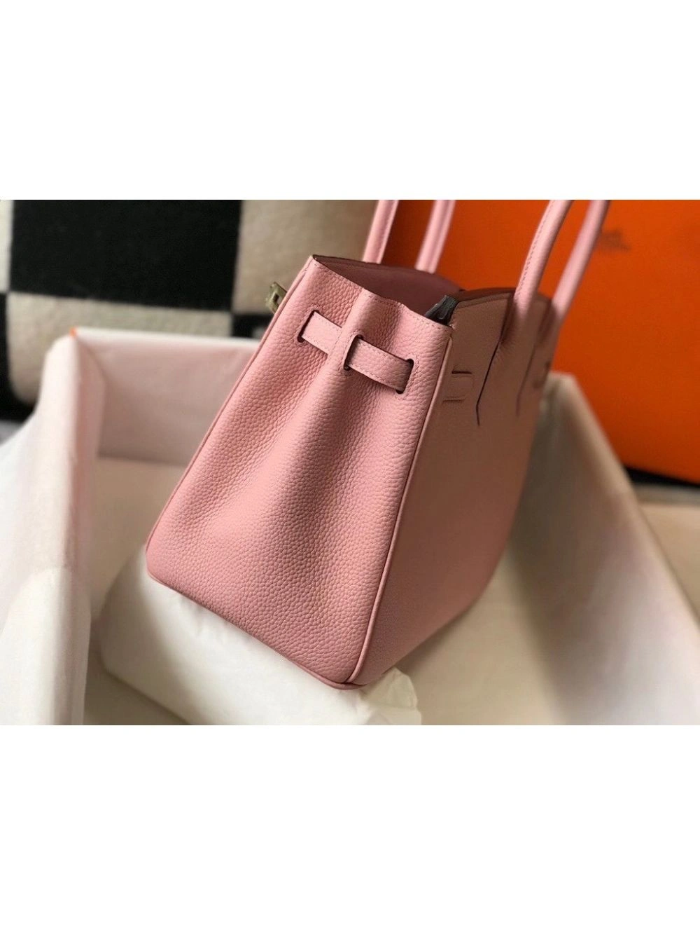 Hermes Birkin 35cm Bag In Pink Clemence Leather GHW