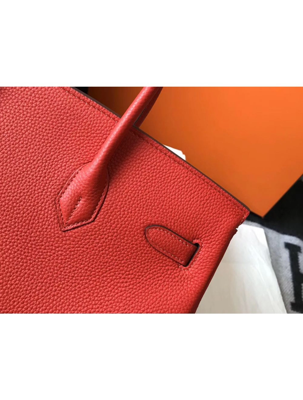 Hermes Birkin 35cm Bag In Red Clemence Leather GHW