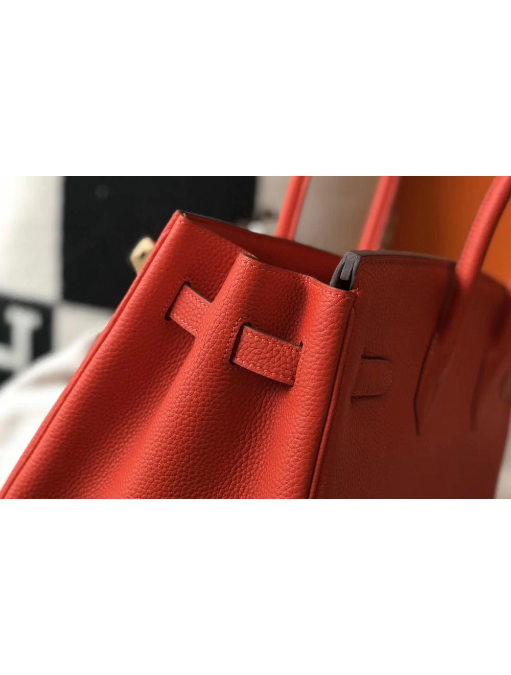 Hermes Birkin 35cm Bag In Red Clemence Leather GHW