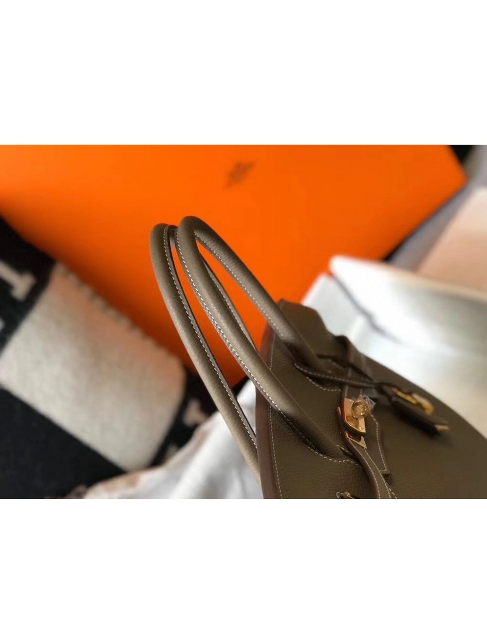 Hermes Birkin 35cm Bag In Taupe Grey Clemence Leather GHW