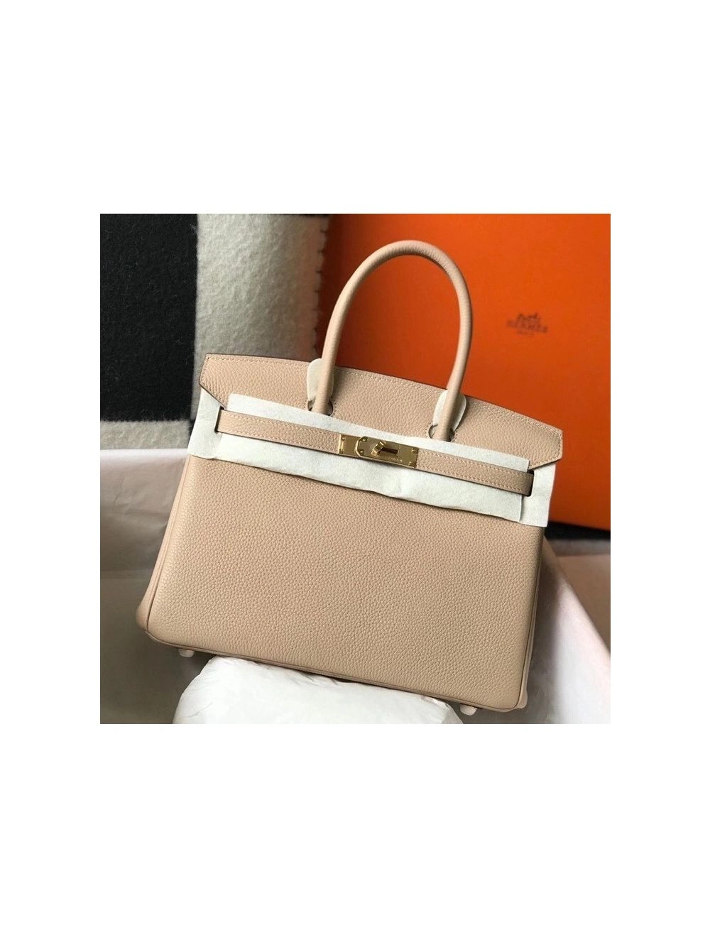 Hermes Birkin 35cm Bag In Trench Clemence Leather GHW